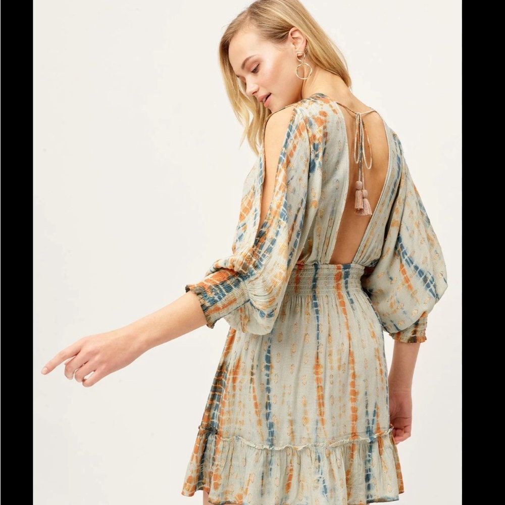 Tie dye mini dress, backless | small